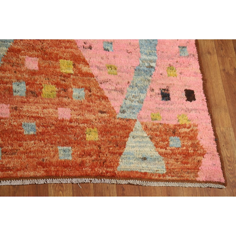 Geometric Moroccan Area Rug Handmade Tribal Wool Carpet - 6'7" x 9'7"
