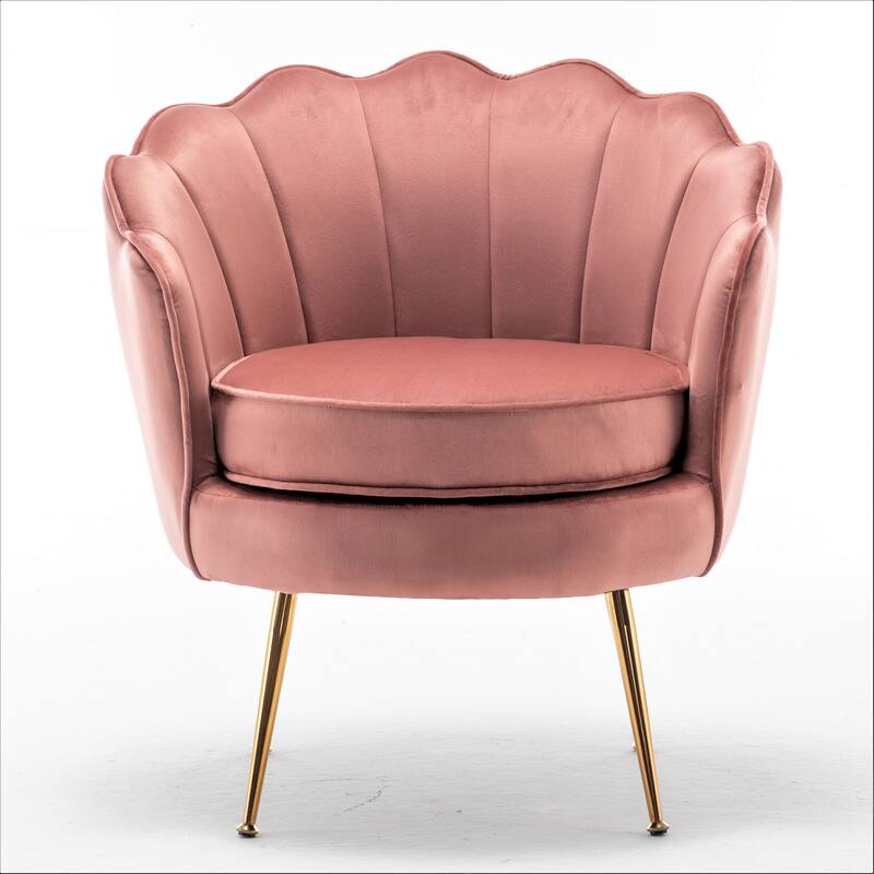 Cavett 28.3" Wide Velvet Barrel Chair with Gold Metal Legs