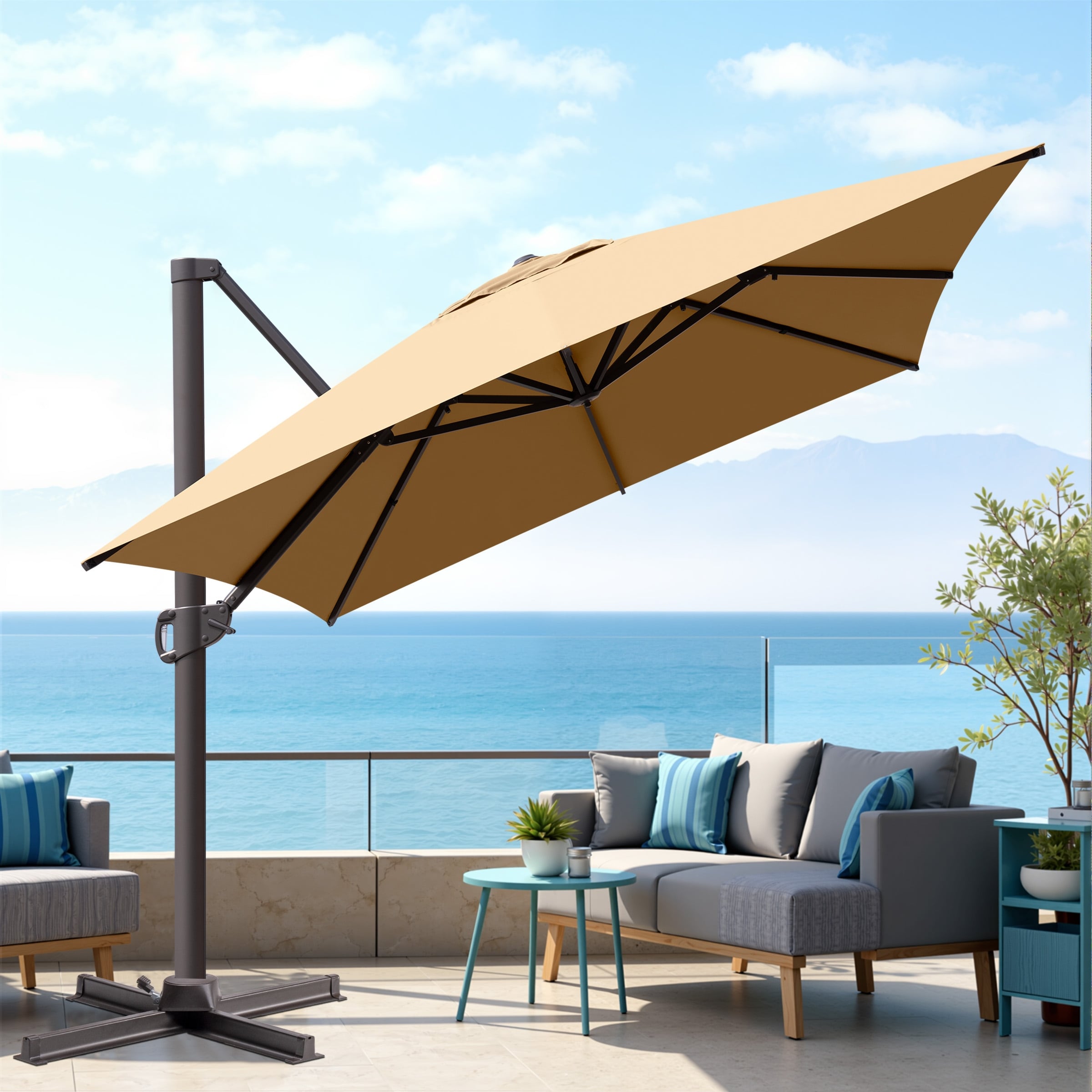 15 rectangular patio umbrella Kozyard FT Double-Sided with Solar Lights, Outdoor Patio Umbrella with Crank Lift, Base Included, UV-Resistant for Pool, The premium 100% polyester K2 FREERIDE 16 STRAZZ Color:DLJ-Galaxy Glam Clothing & Accessories Holiday Gift Guide