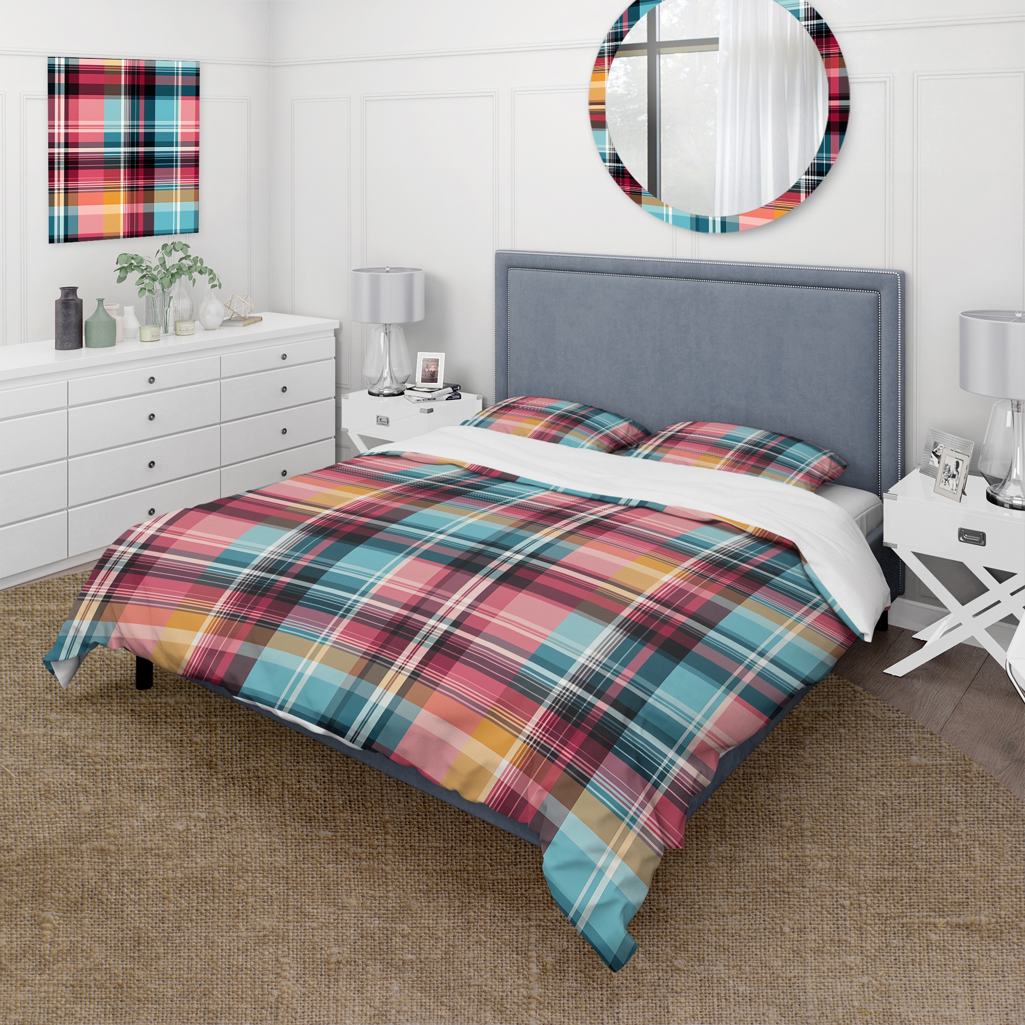 Blue plaid twin comforter outlet