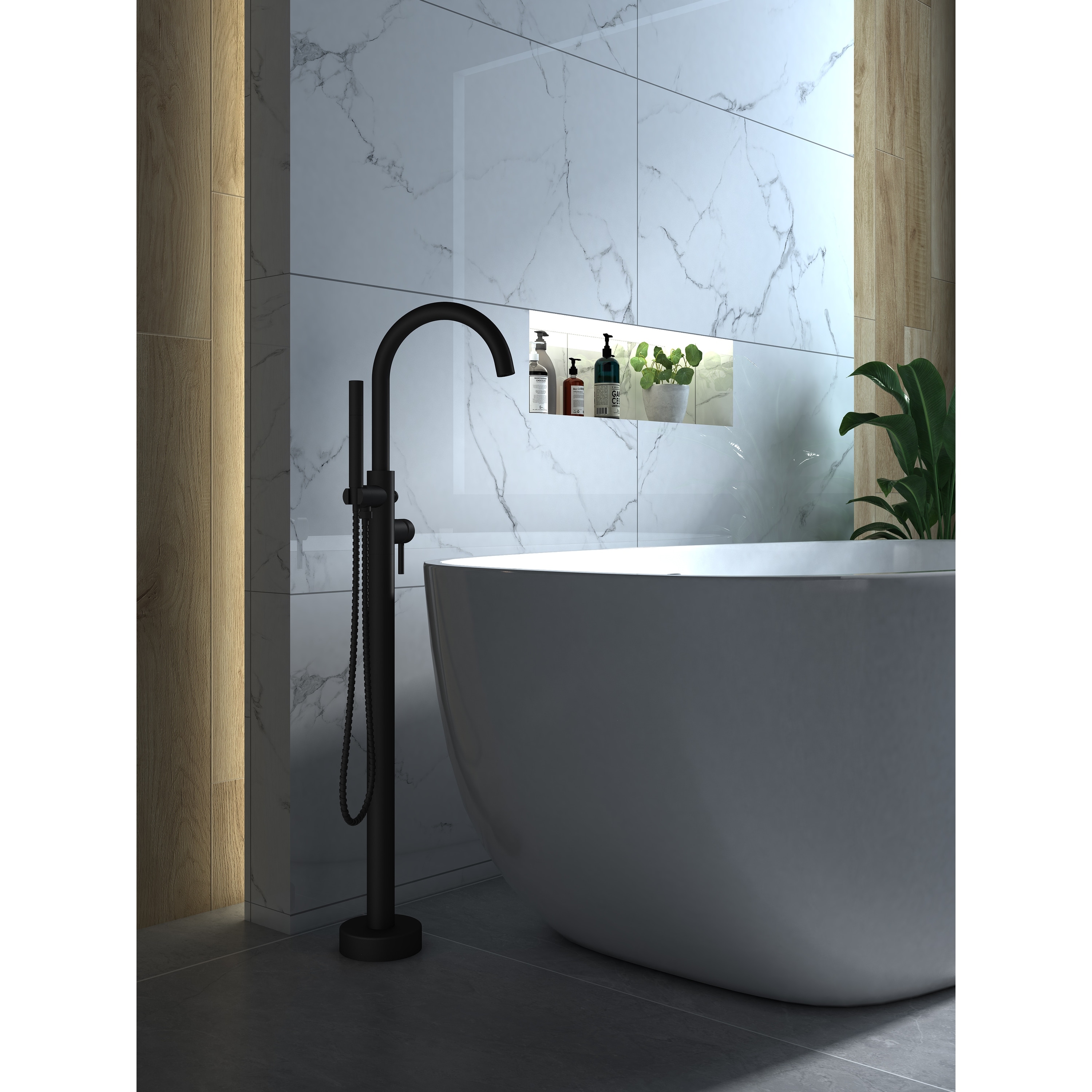 Milan Minimalist Freestanding Bathroom Faucet with Round Spout