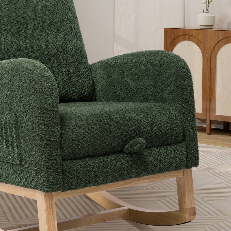 25.4"W High Back Rocking Chair with Retractable Footrest