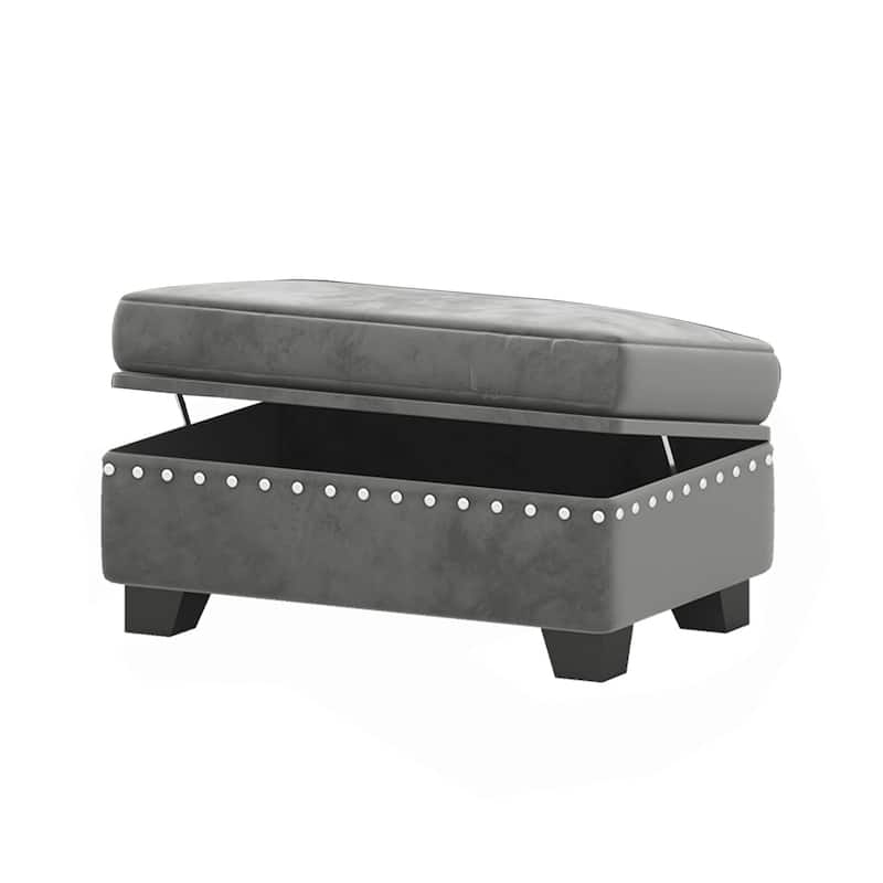 105 inch Reversible Sectional Sofa L shape Couch Space Saving with Storage Ottoman and Cup Holders Design