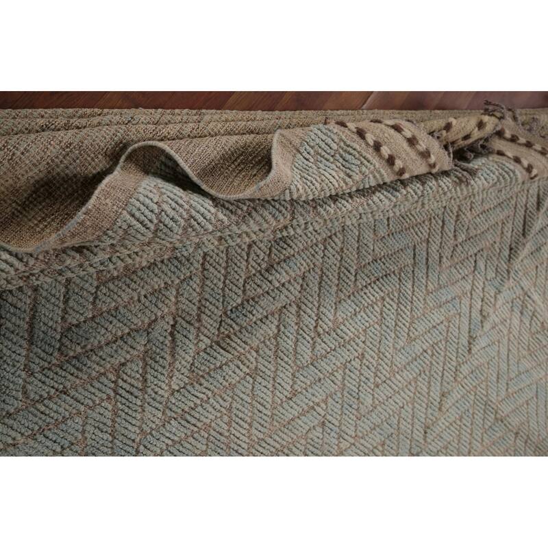 All-Over Chevron Moroccan Modern Area Rug Hand-Knotted Wool Carpet - 8'8"x 13'1"