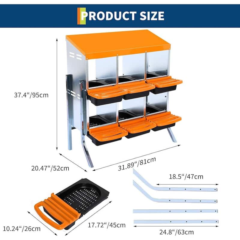 6-Hole Metal Chicken Nesting Box or Easy Cleaning with Legs
