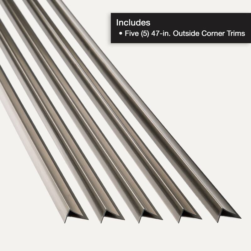 FASÄDE 47 in. Decorative Vinyl Large Profile Outside Corner Trim Argent Silver (5 Pack) - 5 Pack