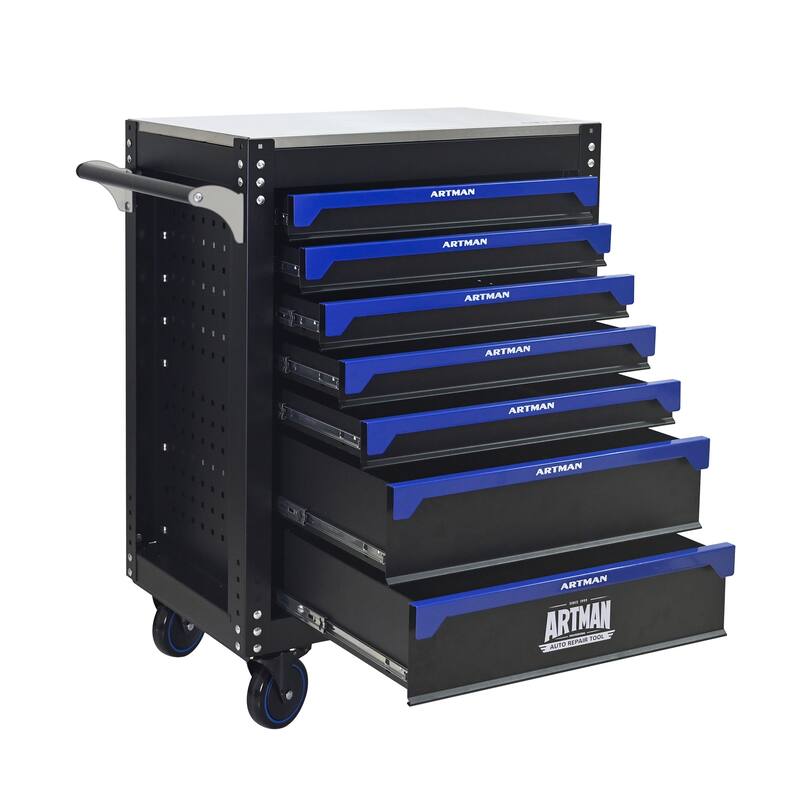 Industrial-Strength Rolling Tool Cart with 7 Drawers, 30" Steel Workbench Cabinet