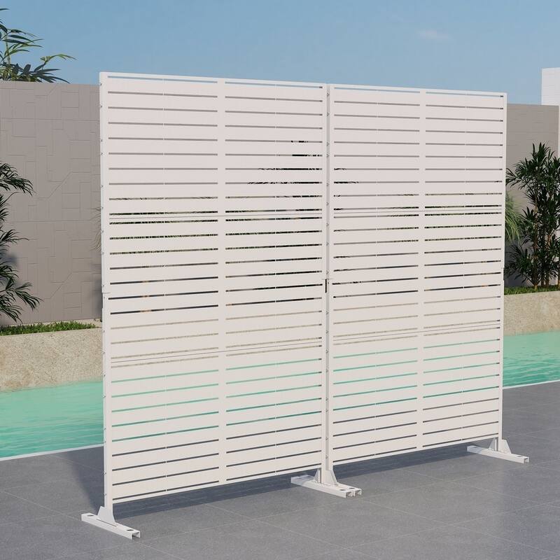 Free Standing Metal Privacy Screen Panel Decorative Outdoor Privacy Screen - 72"H x 47"W