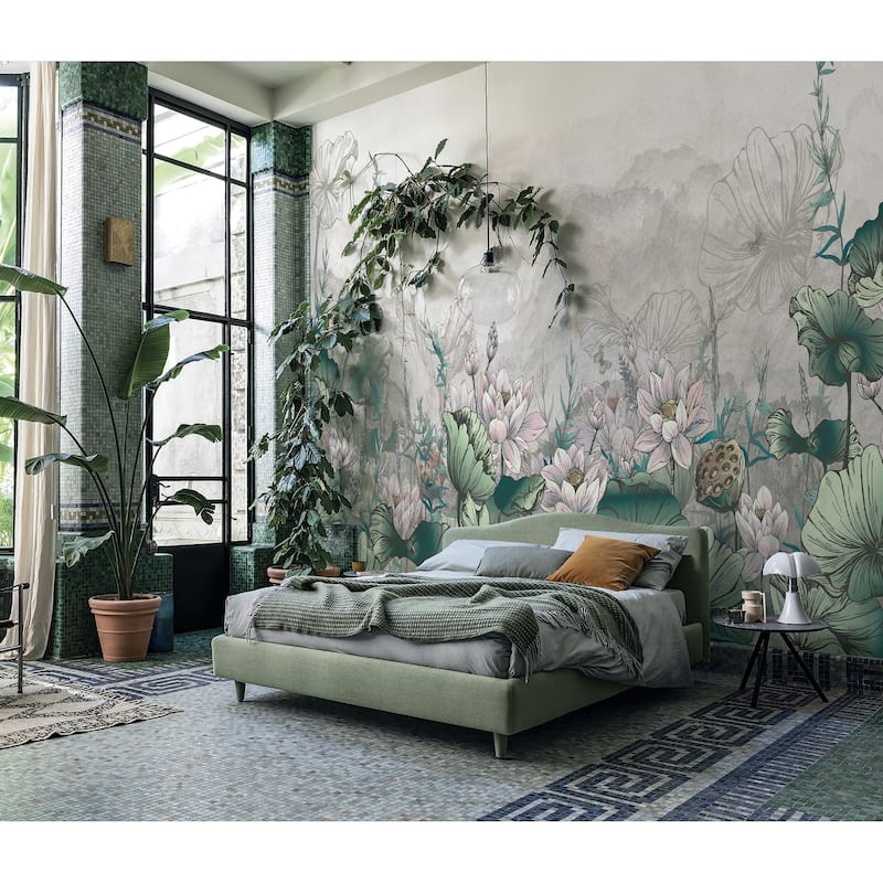 Tranquil Lotus Pond, Soft Botanical Wallpaper Mural