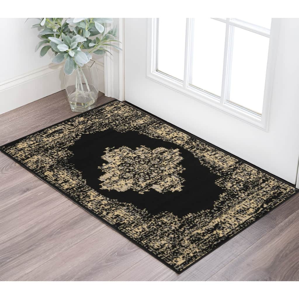 HomeRoots Medallion Transitional Rectangle Area Rug - 60.00 in. x 36.00 in. x 0.50 in.