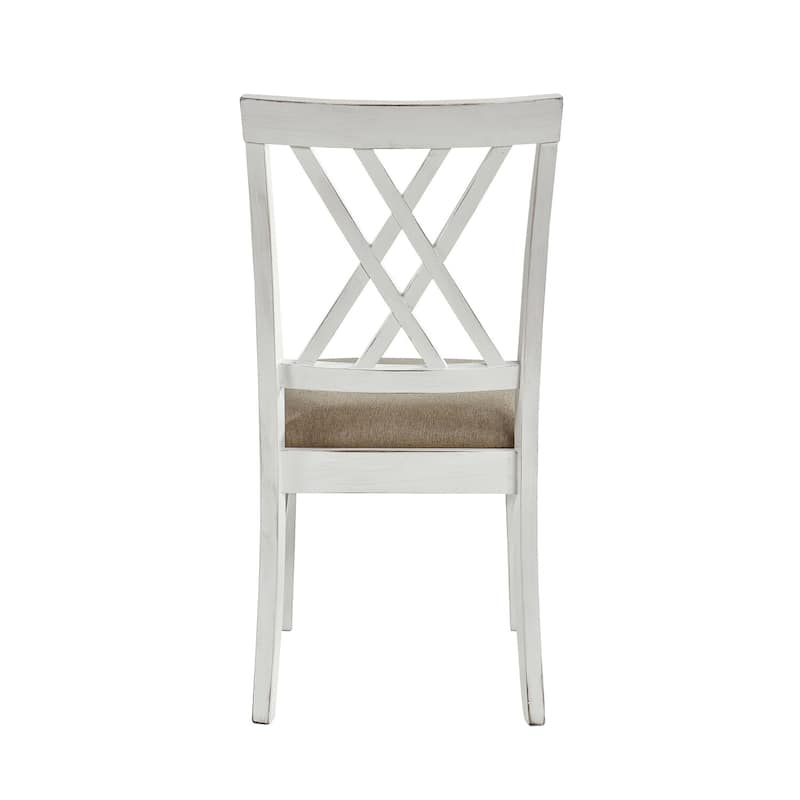 White/Brown Fabric Upholstered Wood Frame Dining Chair, Set of 2, Sturdy Dining Chair for Dining Rooms - 19