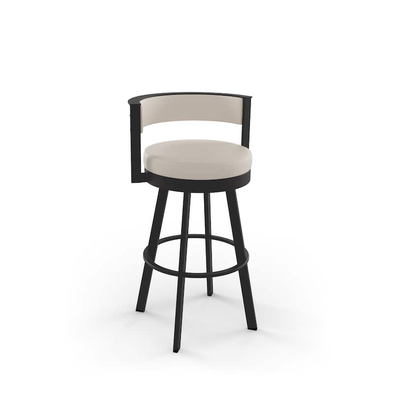 Amisco Browser Swivel Bar Stool - Cream Faux Leather / Dark Brown Metal