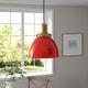 preview thumbnail 1 of 6, Madison 8" Wide Pendant with Metal Shade Red/Brass