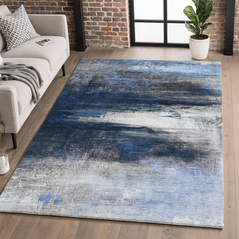 Premium Washable Super Soft Modern Abstract Mayfield Rug - Navy - 5' x 7'6"