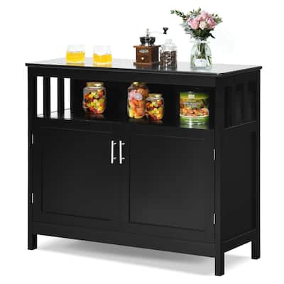 Kitchen Buffet Server Sideboard Storage Cabinet with 2 Doors and Shelf - 40" x 16" x 34" (L x W x H)