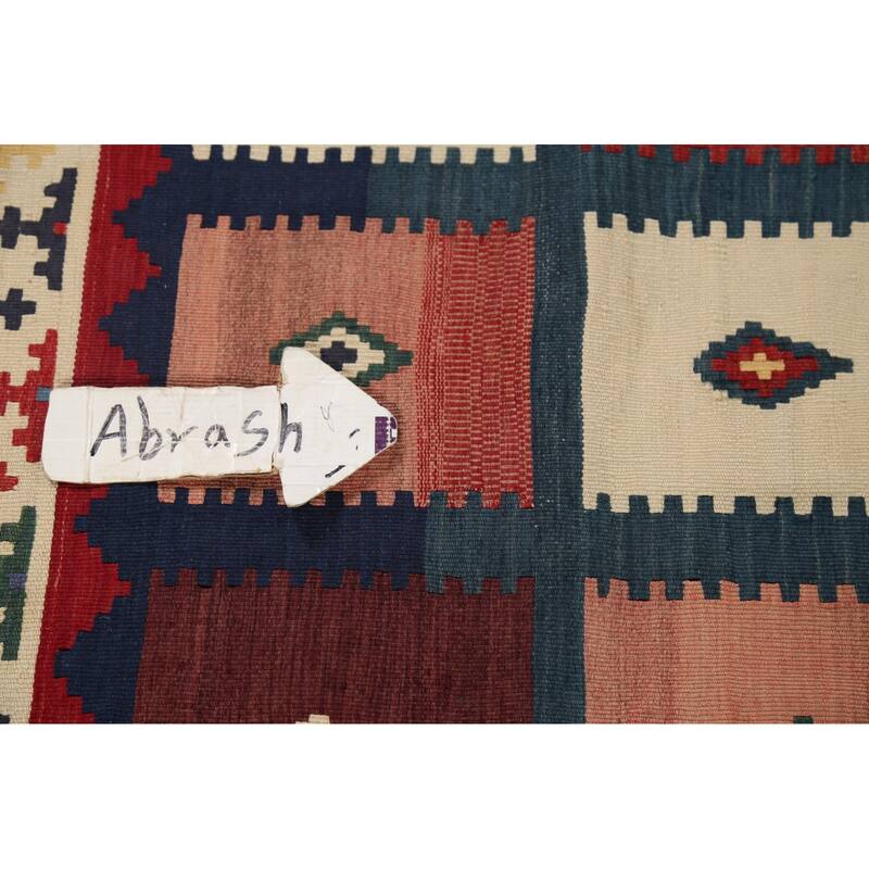 Kilim Qashqai Persian Vintage Rug Hand-Knotted Living Room Wool Carpet - 4'8"x 6'9"