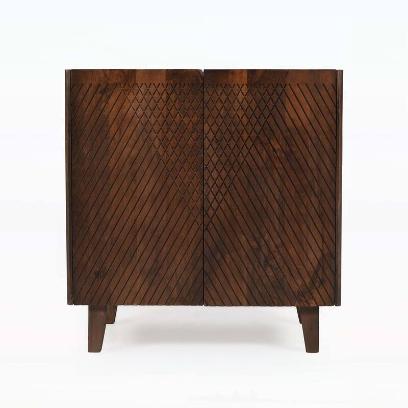 Accent Cabinet with Adjustable Storage Ideal for Dining,Kitchen,and Living Rooms,Featuring Fluted Design - Honey