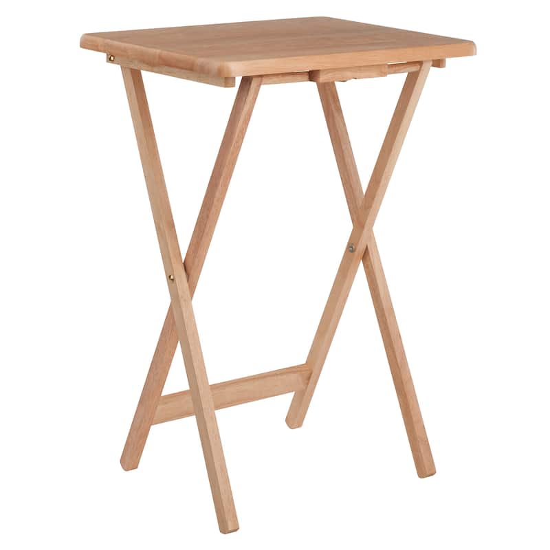 set of 2 beige folding snack table 25.75"