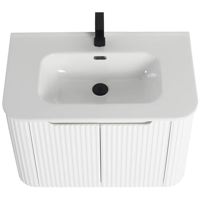 Caskvalley Modern Bathroom Vanity with Straight Fluted Design - Sink Included