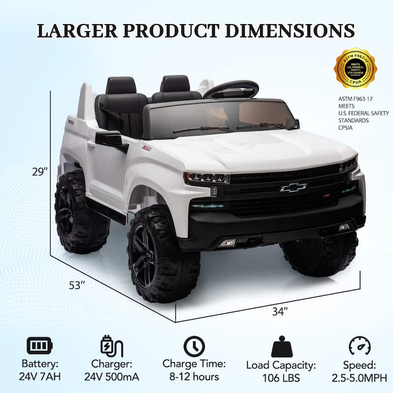 24V 2-Seater Truck Licensed Chevrolet Silverado Ride On Toy