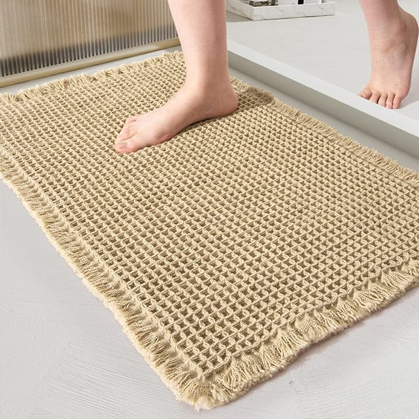 slide 2 of 15, Bath Mat Super Absorbent Non Slip Bathroom Rug Washable Brown - 17 x 24in