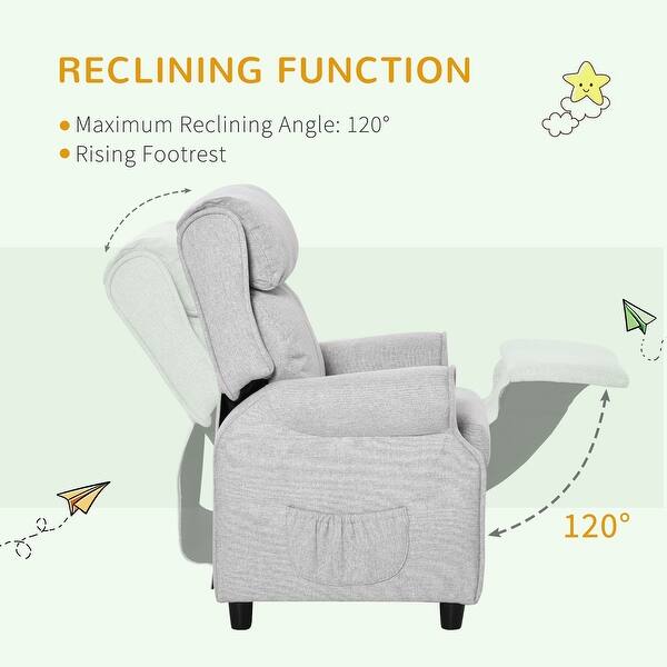 dimension image slide 2 of 3, Qaba Kids Recliner Chair Children Sofa Angle Adjustable Single Lounger Kids Armchair Gaming Chair with Footrest for Ages 3-8