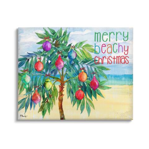 Stupell Industries Merry Beachy Christmas Holiday Palm Stretched Canvas Wall Art, Design by Paul Brent