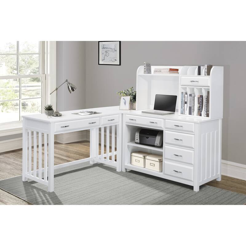 Modern Traditional 1pc Desk with 2x Drawers White Finish Keyboard Drawer Wooden Furniture
