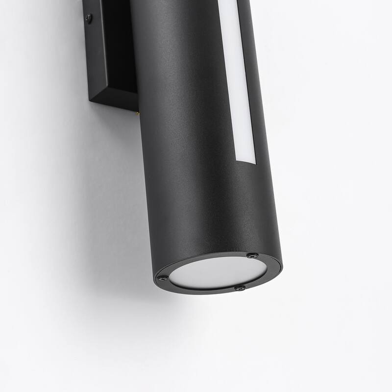 1-Light 19.6 in. Industrial Black Cylinder Iron Intergrated LED Outdoor Sconce Light - 4.33 in. W x 19.69 in. H x 5.12 in. D