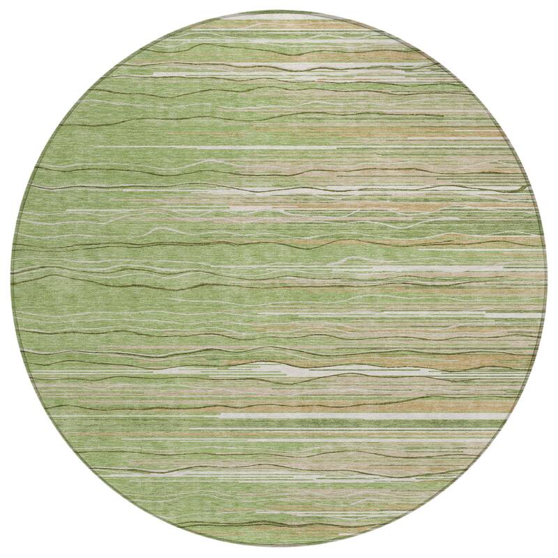 Machine Washable Indoor/ Outdoor Modern Stripe Chantille Rug