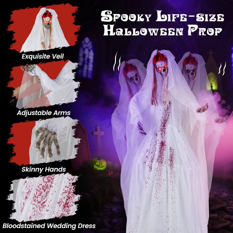 Costway Halloween Animatronic Standing Bride 7.2 FT Haunted House