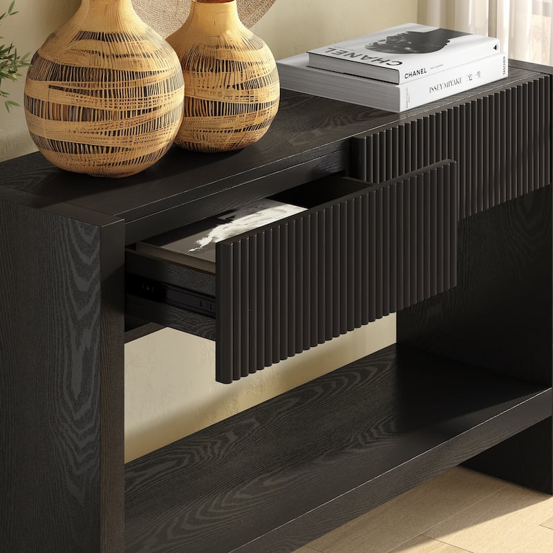 Manzanita 48" Wide Rectangular Solid Wood Fluted Console Table - 48" Wide