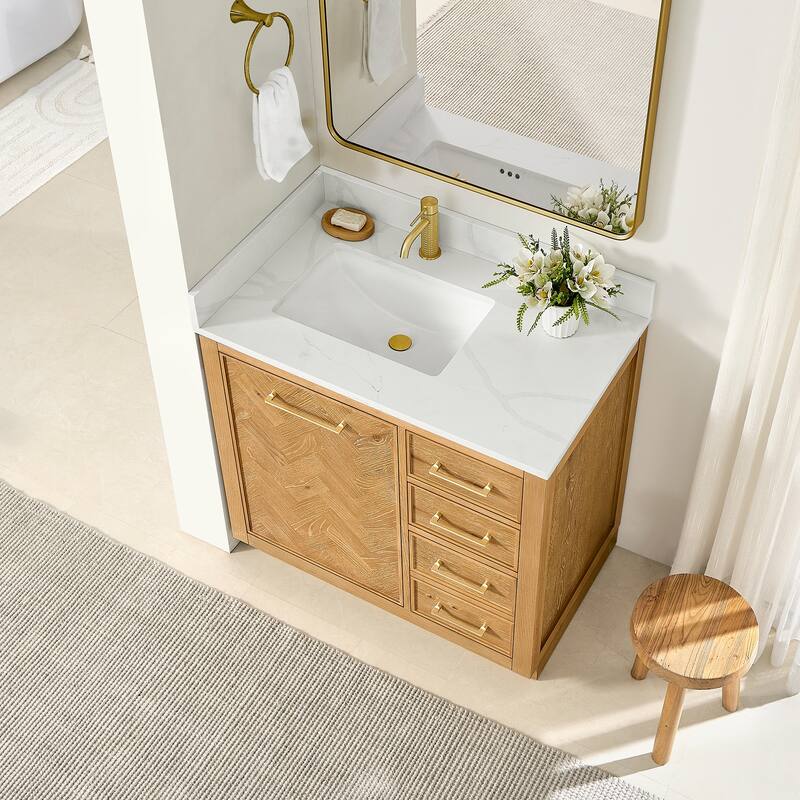 Jakarta Bath Vanity with Quartz Stone Top without Mirror