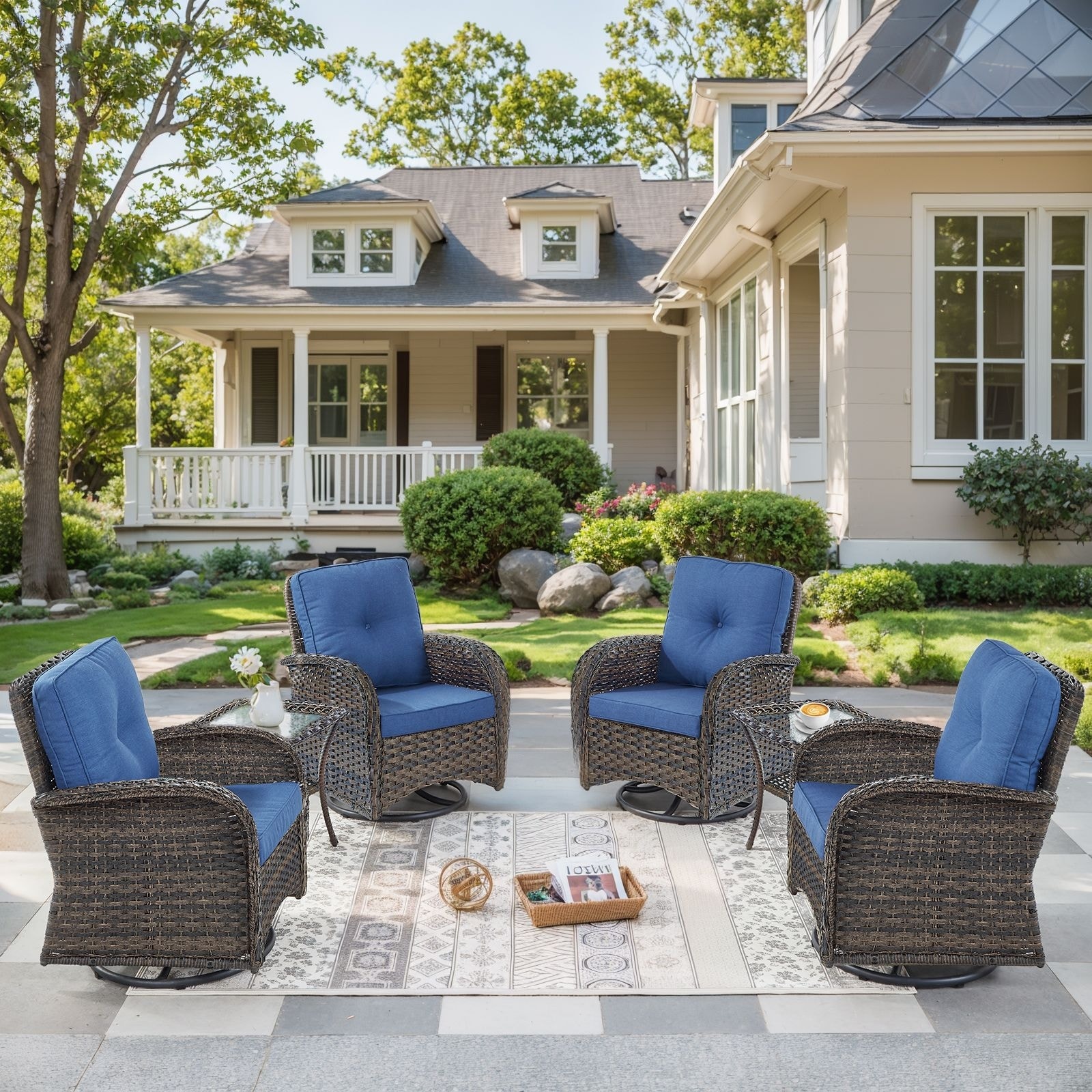Pocassy Outdoor Wicker Patio Chairs Set
