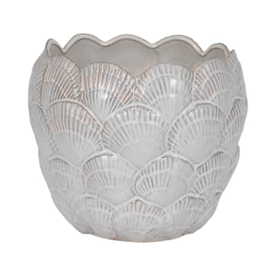 Sagebrook Home White Seashell Planter