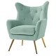 preview thumbnail 135 of 141, Eusebio Tufted Velvet Accent Chair with Wingback, Arms, and Metal Gold Legs for Living Room or Bedroom by HULALA HOME