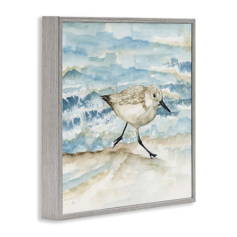 Stupell Sandpiper Striding Shore Framed Giclee Art Design By Nan