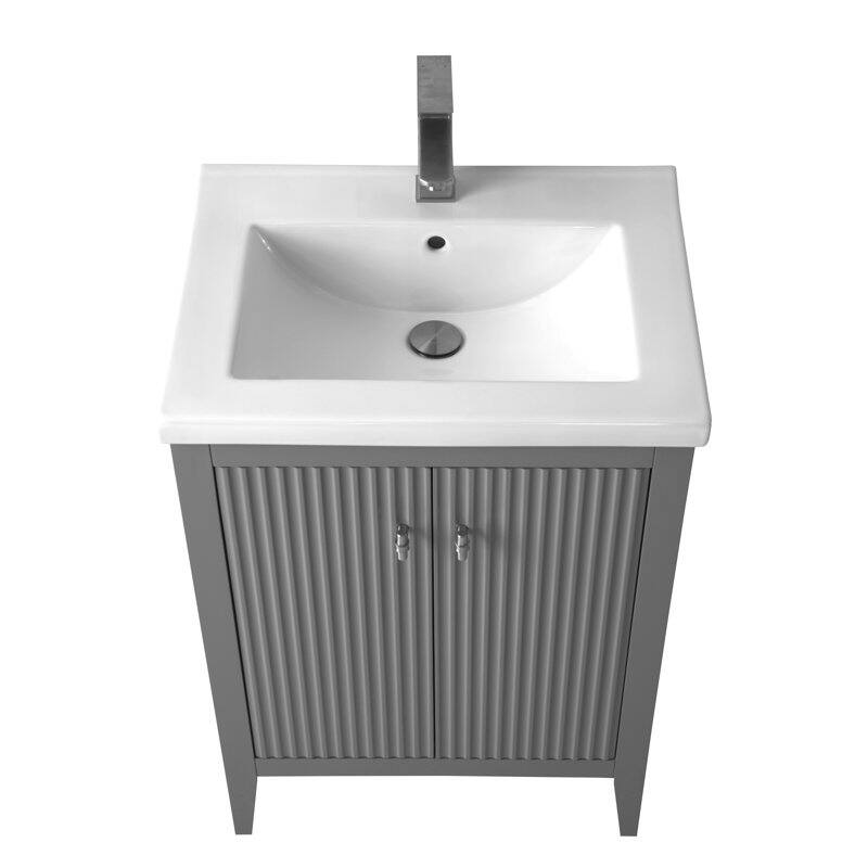 Vanity Art 24" Single Sink Bathroom Vanity Cabinet with Ceramic Top