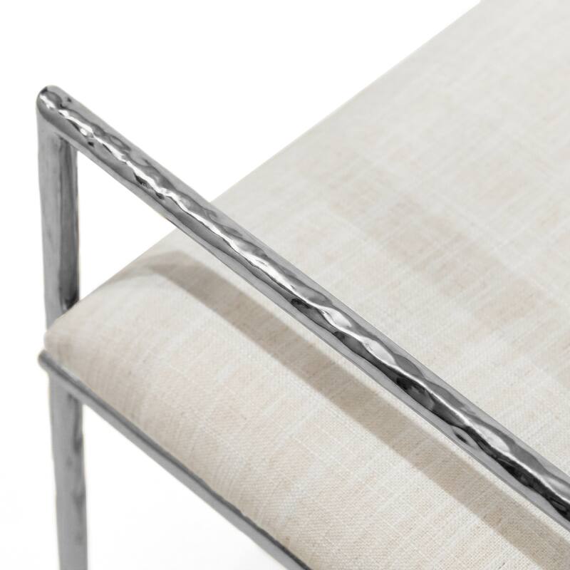 Furniture of America Zayen Modern 4-Piece Queen Size Hammered Metal Platform Bedroom Set with 2 Nightstands and Bench