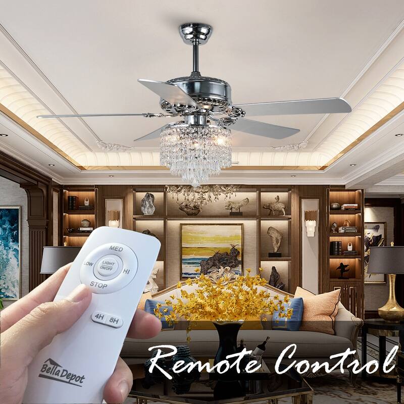 Bella Depot 52" Crystal Ceiling Fan with Light and Remote