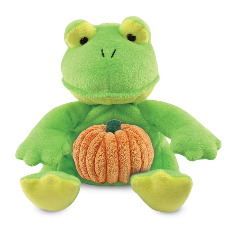 DolliBu Super Soft Frog Stuffed Animal with Pumpkin Decor Plush