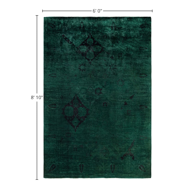 Overdyed One-of-a-Kind Hand-Knotted Area Rug - Green - 6' 0" x 8' 10"