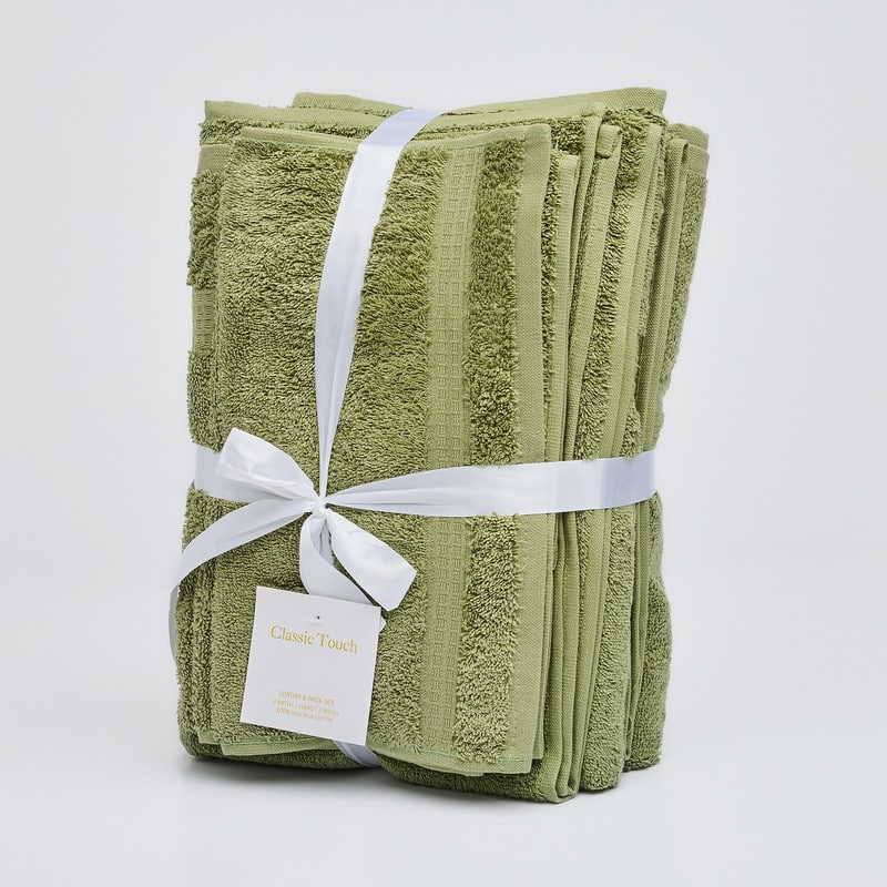 Classic Touch 6-Piece 100 Cotton Towel Set