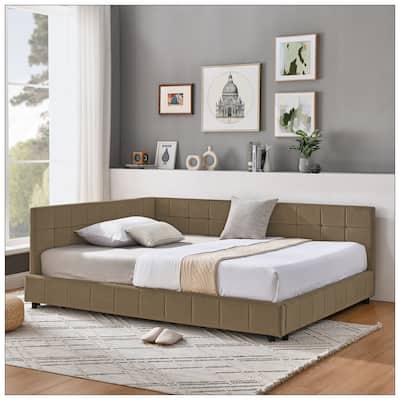 Full Size Upholstered Tufted Bed Frame for Bedroom