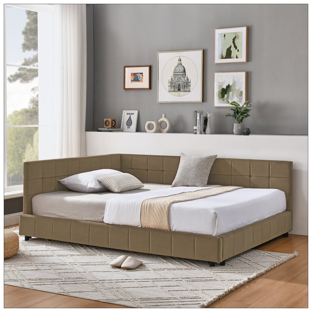 Full Size Upholstered Tufted Bed Frame for Bedroom
