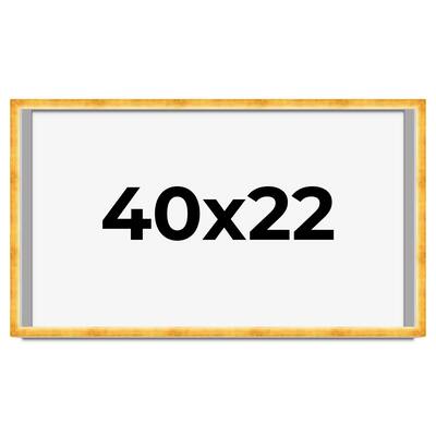40x22 Shadow Box Frame Gold | 1.625 Inches Deep Real Wood Traditional
