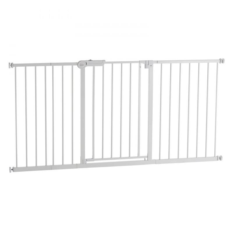 White Adjustable Kid's Gate 60-63in with Auto-Close and One-Hand Lock - 60.6-63.3 L x 30 W in.
