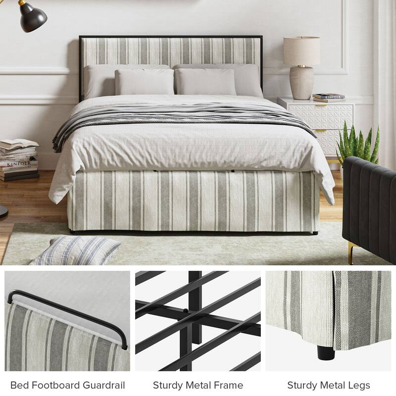 Oliver Modern Washable Slipcover Bed Upholstered Metal by HULALA HOME