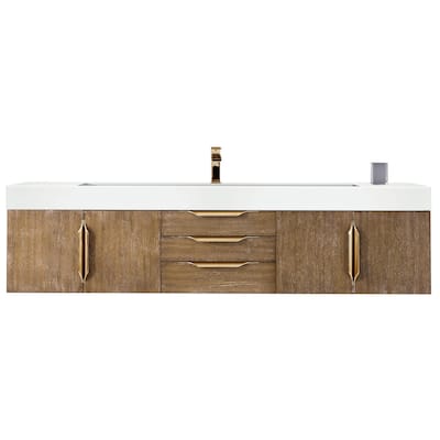 James Martin Vanities Mercer Island 72" Single Vanity, Latte Oak with Radiant Gold Hardware