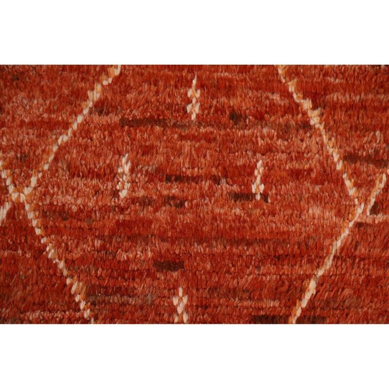Hand Knotted Oriental 100% Wool Carpet Tribal Trellis Oranges & Rust Moroccan Area Rug - 10' 1'' X 6' 10''